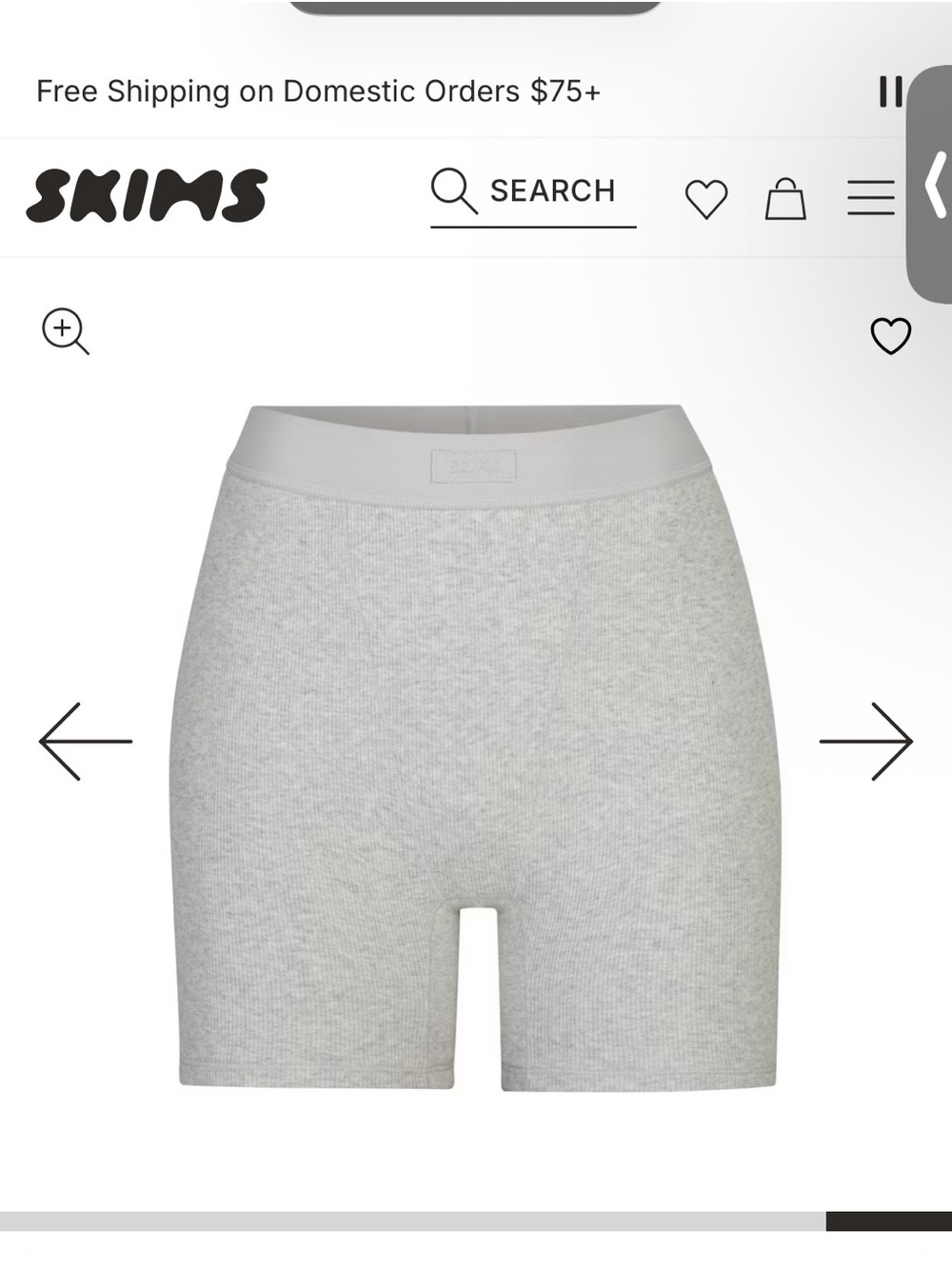 SKIMS Ribbed High-Waist Bike Shorts — Light Gray